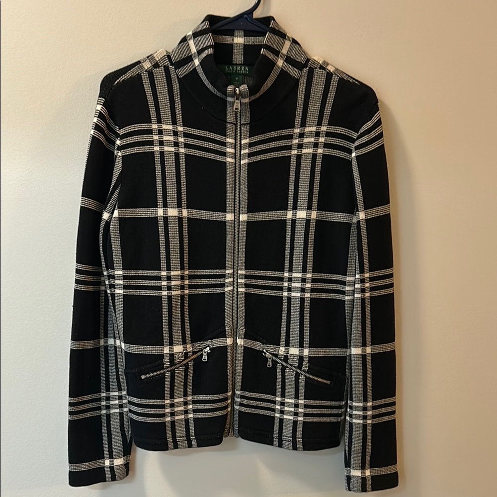RALPH LAUREN, Black and White Plaid Women's Jacket size M